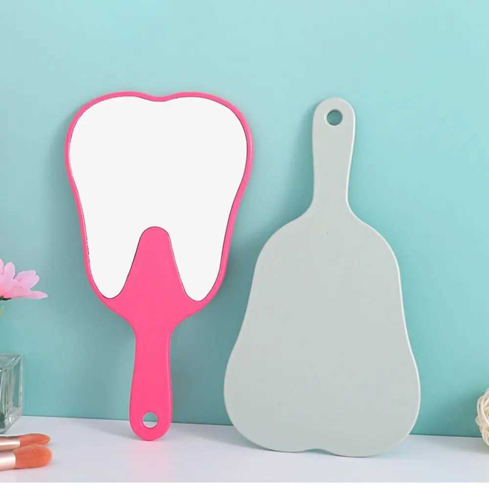 Durable tooth shaped handheld mirror PVC high-definition makeup mirror dental mirror gift W240813