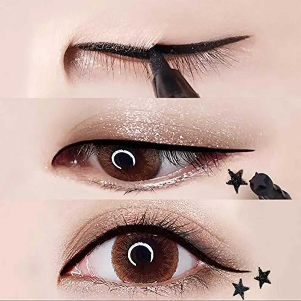 4pcs Double Head Waterproof Liquid Eyeliner Moon Star Heart Shapes Tattoo Stamp Quick To Dry Eye Liner Pencil Makeup Tool Y240813