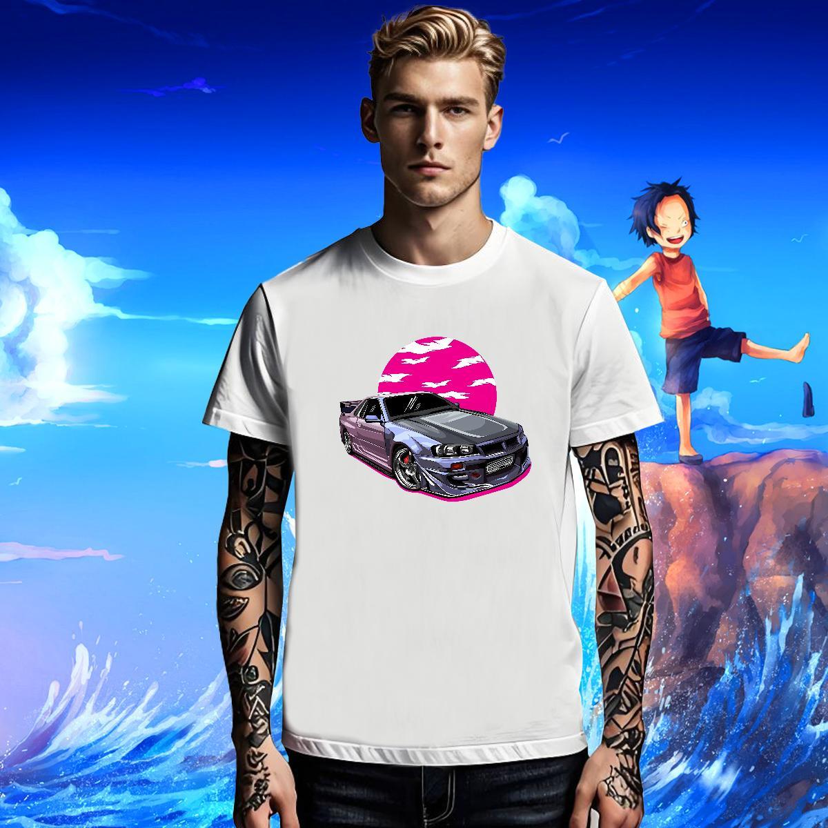 Popular Tshirts Anime Printing Street 230g 100% Cotton DIY Printed Breathable Crew Neck car T Shirt For Man 2024 New Tops Shirt