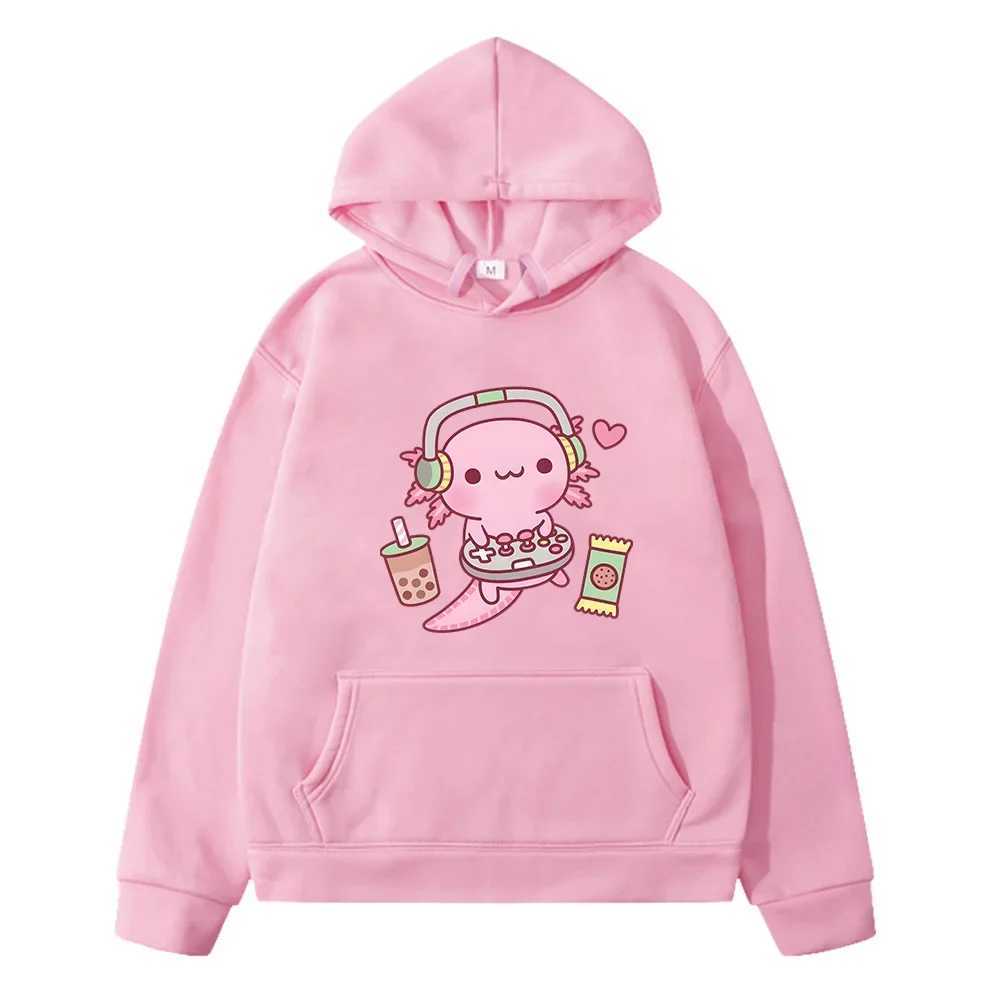 Axolotl Salute Play Games Funny Hoodies Winter Girls Tops Spring/Autumn Long Sleeve Unisex Sweatshirts Harajuku Sudaderas KidsY240814