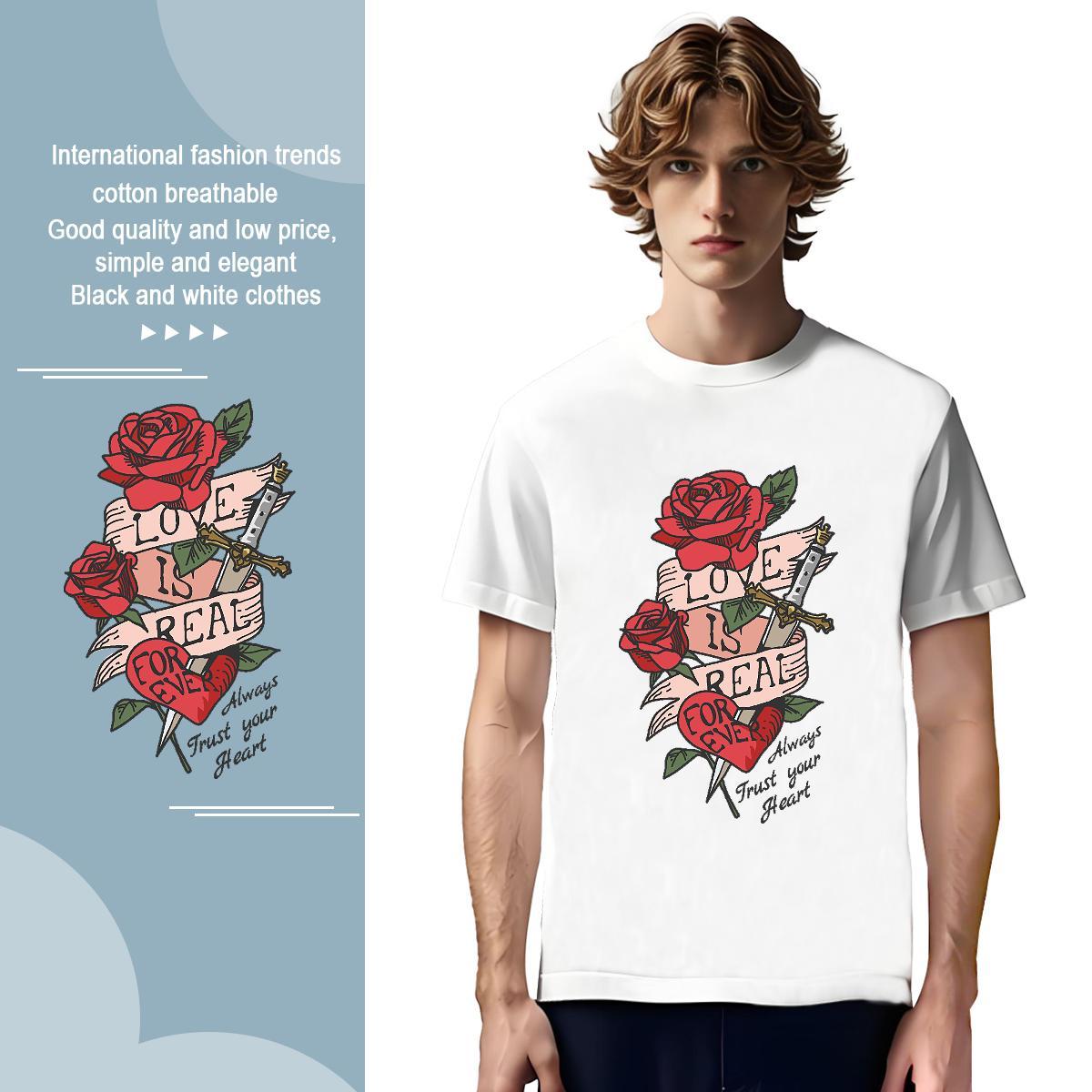 Mens T Shirts 100% Cotton 230g flower Daily Wear Breathable Short Sleeve Oversized 3XL 4XL Tshirts Free Shipping Unisex Clothings