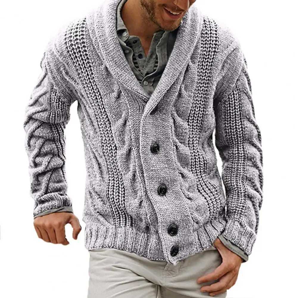 Mens sweater jacket cotton blend button closed knit long sleeved fashion cardigan wool sweater for autumn and winter mens wearW240729