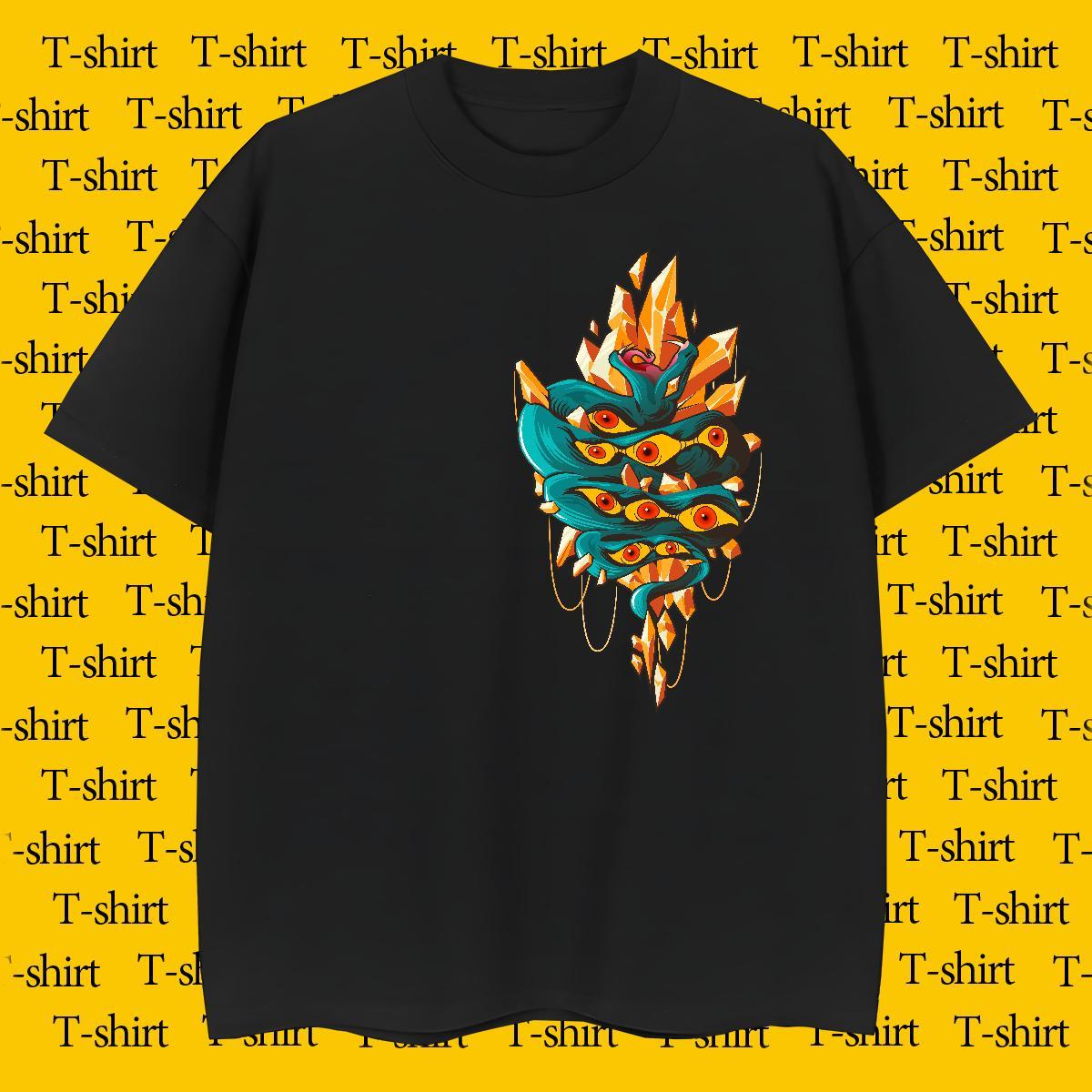 Unisex T-Shirts snake Round Neck Short Sleeve Daily Wear Custom Cartoon 230g Cotton Men Tshirts 2024 New Tees