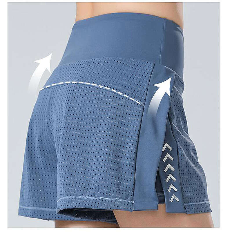 Women Pants Breathable Mesh High Waist Female Tennis Skort Sport Yoga Running Shorts Skirt Solid Color