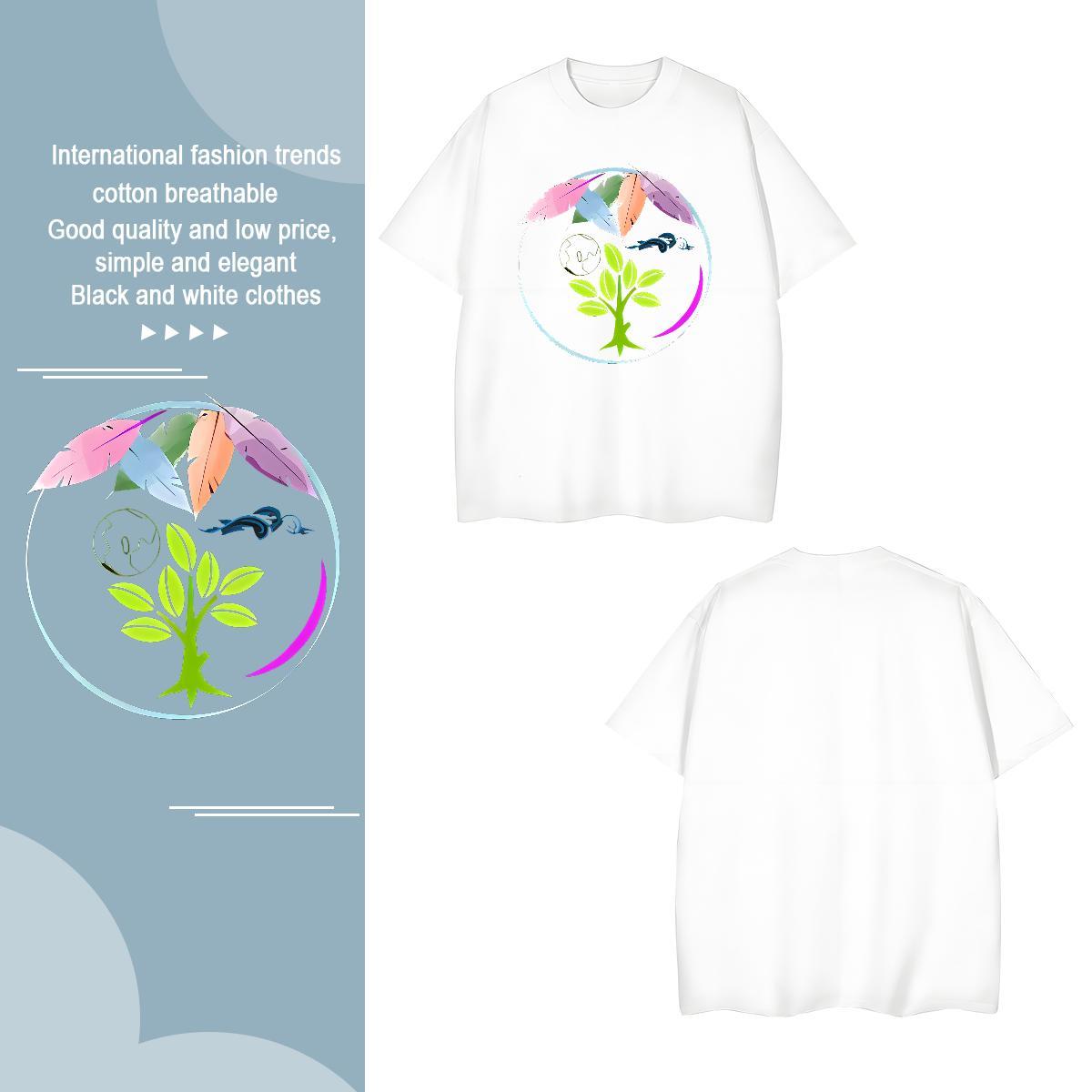 T Shirts Men 230g Pure Cotton tree Street Casual Breathable Graphic Men Tees Fashion New Free Shipping Tee Shirt