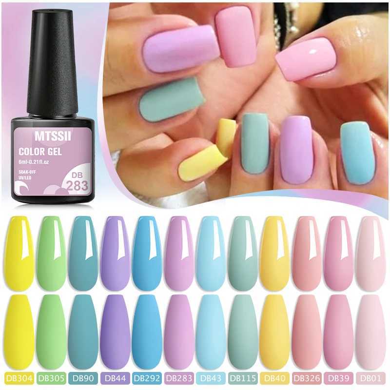 Mtssii Macaron Gel Nail Polish Spring Summer Candy Pink Blue Color For Manicure Semi Permanent Soak Off Nail Art Gel VarnishesM240814