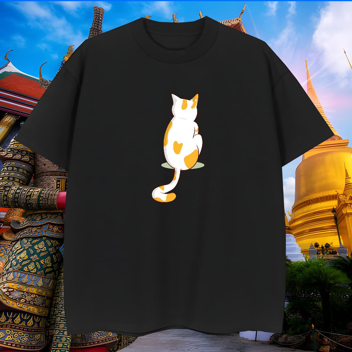 TOP Quality T Shirt For Man cat Breathable Casual Daily Wear Floral Print 230g 100% Cotton Men Tops Tees Designer Tshirts