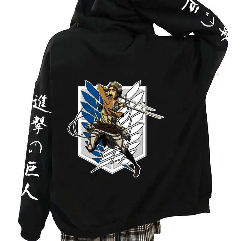 On Attack Titan Anime Plus Size Zipper Hoodie Shingeki No Kyojin Yeager Eren Printed Hooded Men Women Sweatshirts Zip Up Jacket