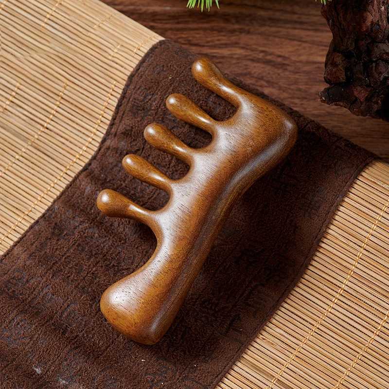 Meridian Massage Comb Sandalwood Five Wide Teeth Comb Acne Treatment Blood Circulation Anti Static Smooth Hair W240813