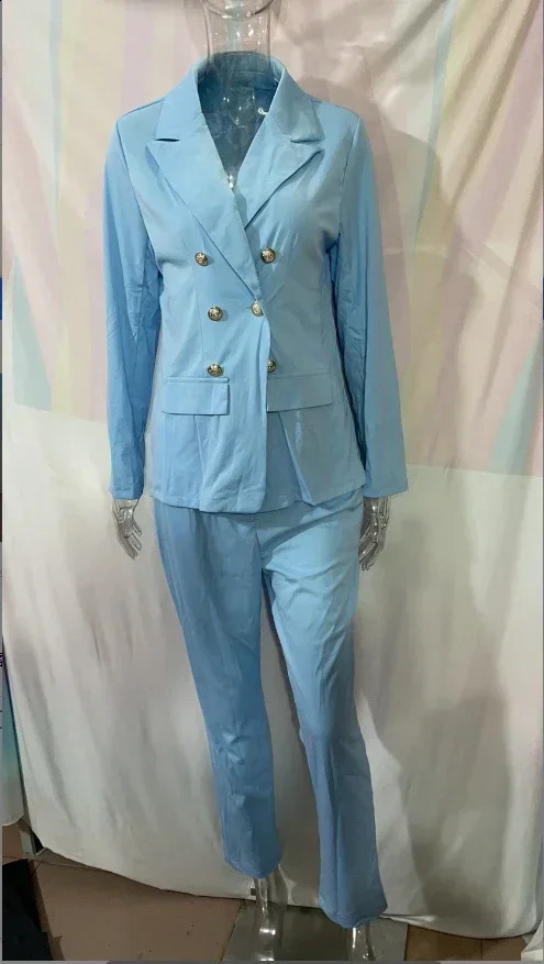 Blazer Womens Suits Elegant Pants Long Sleeved Coat Solid Color Fashion Versatile Casual Set Summer Y2k Clothes 240813
