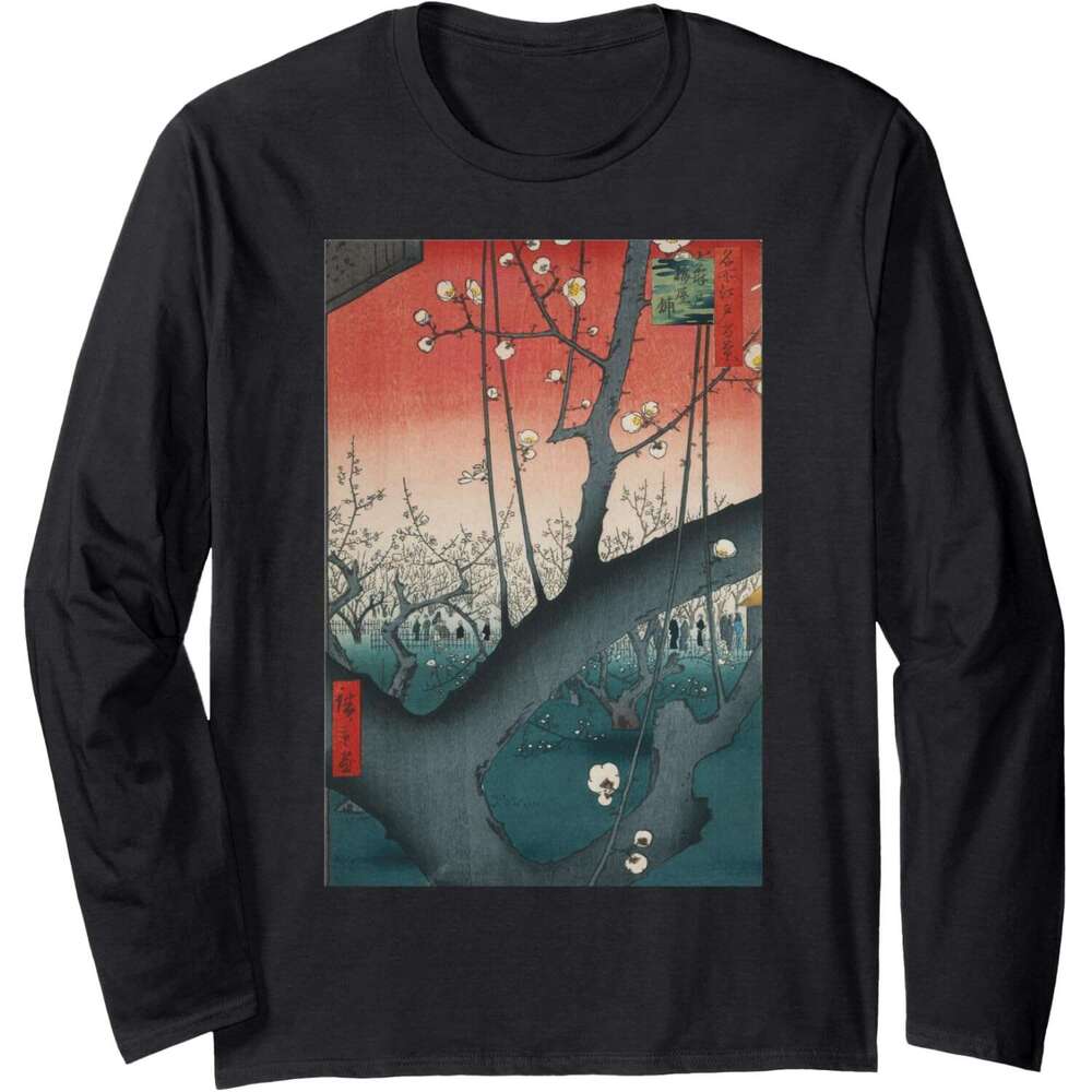Long Sleeve Shirts for Men sweatshirt Plum Park in Kameido Japanese Retro Artwork Clothing Long Sleeve Tee Streetwear Casual tops clothes