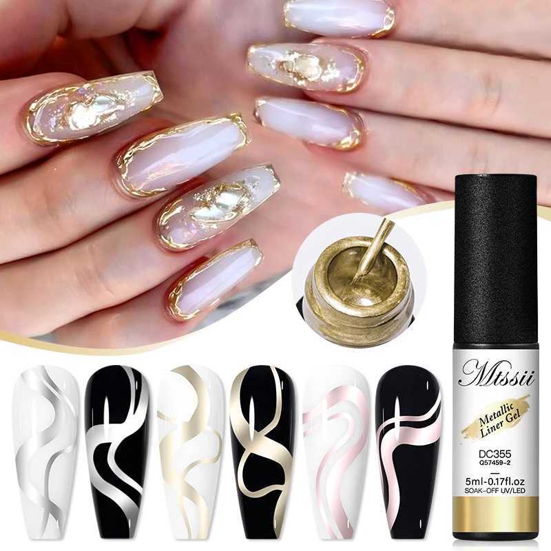 Mtssii 5ML Metallic Liner Painting Gel Chrome Gold Silver Mirror Nail Polish Super Bright Drawing Line French Nail Art VarnishM240814