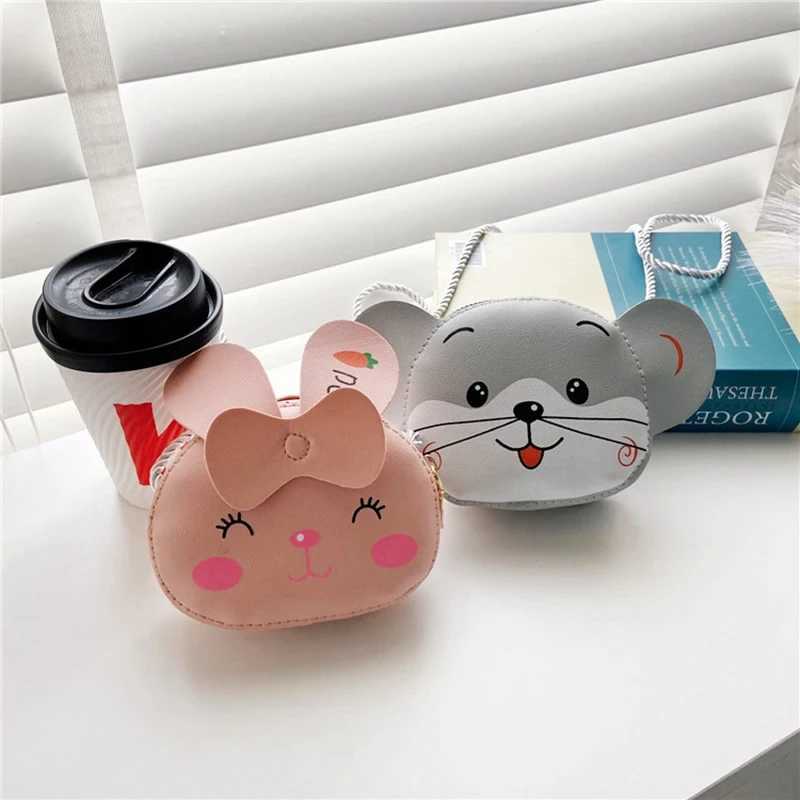 Children girls boys cartoon animal bags cross body design wallets handbags PU leather cute rabbit button shoulder bags W240813