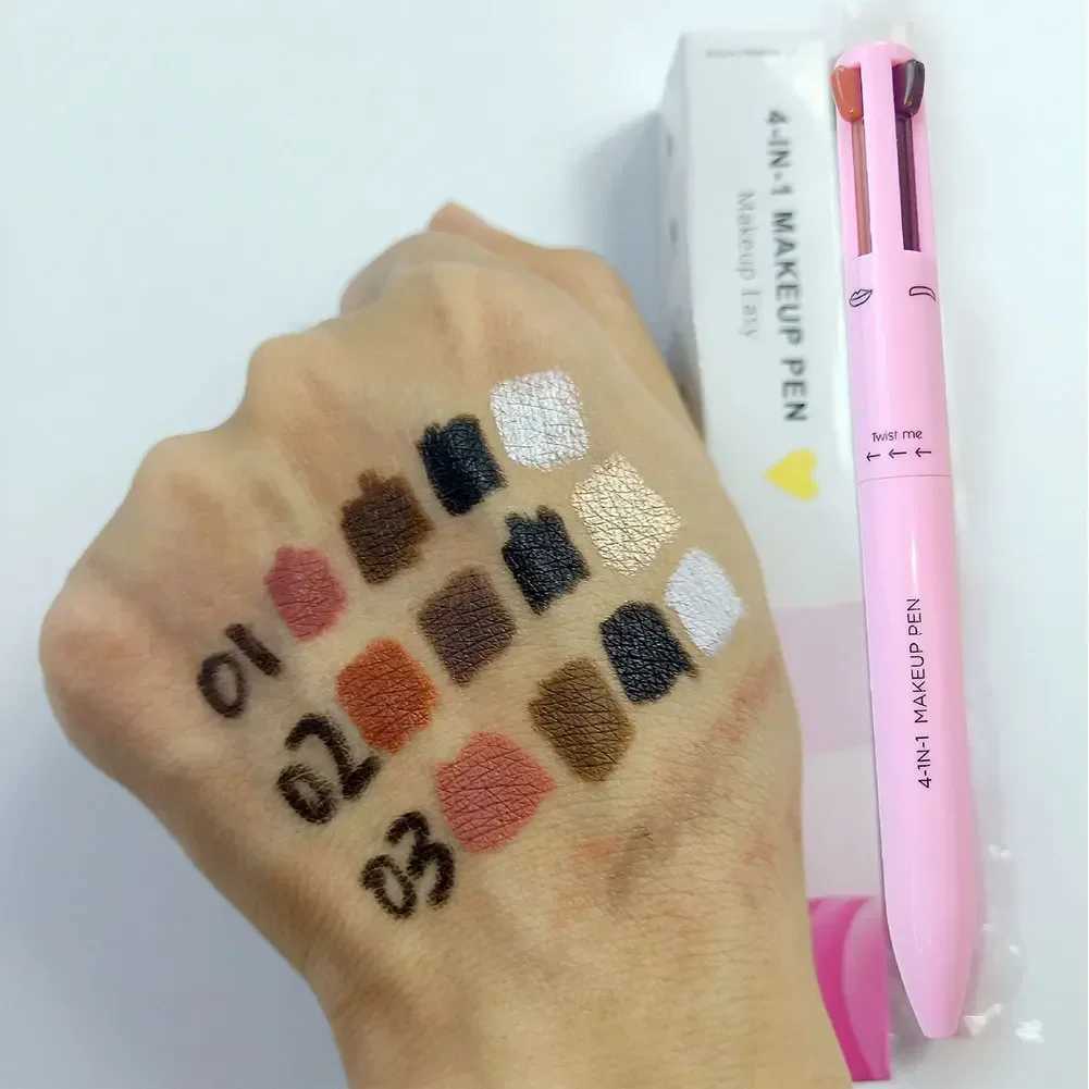 Makeup Tool Multifunctional Pen 4 In 1 Eyebrow Eyeliner Pencil Lasting Drawing Lip Line Waterproof Sweatproof Highlighter Y240813
