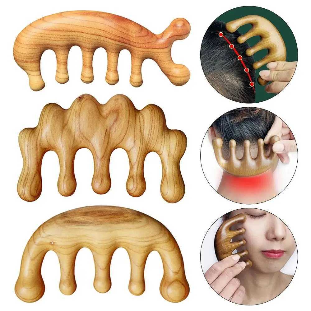Blood circulation massage comb anti-static peach blossom wood relaxation head massage scalp salon supplies brush styling tools W240813