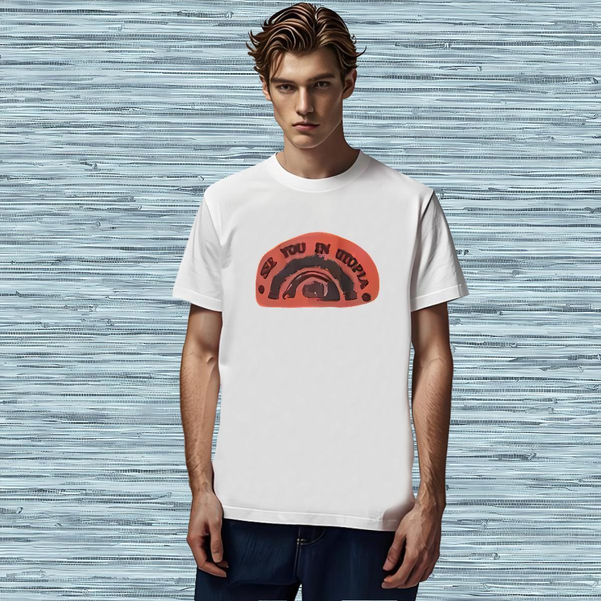 T-Shirts for Men 230g Cotton logo Casual Beach Round Neck Short Sleeve Cartoon Print Couples T Shirts 2024 Summer Cool Design Tops Shirt
