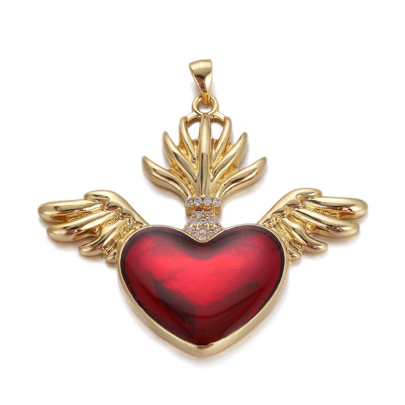 Jewellery High 3 Quality Gold Plated Copper Angel Heart Wings Pendant Necklace for Special Occasions Gift Textured Elegant Accessory