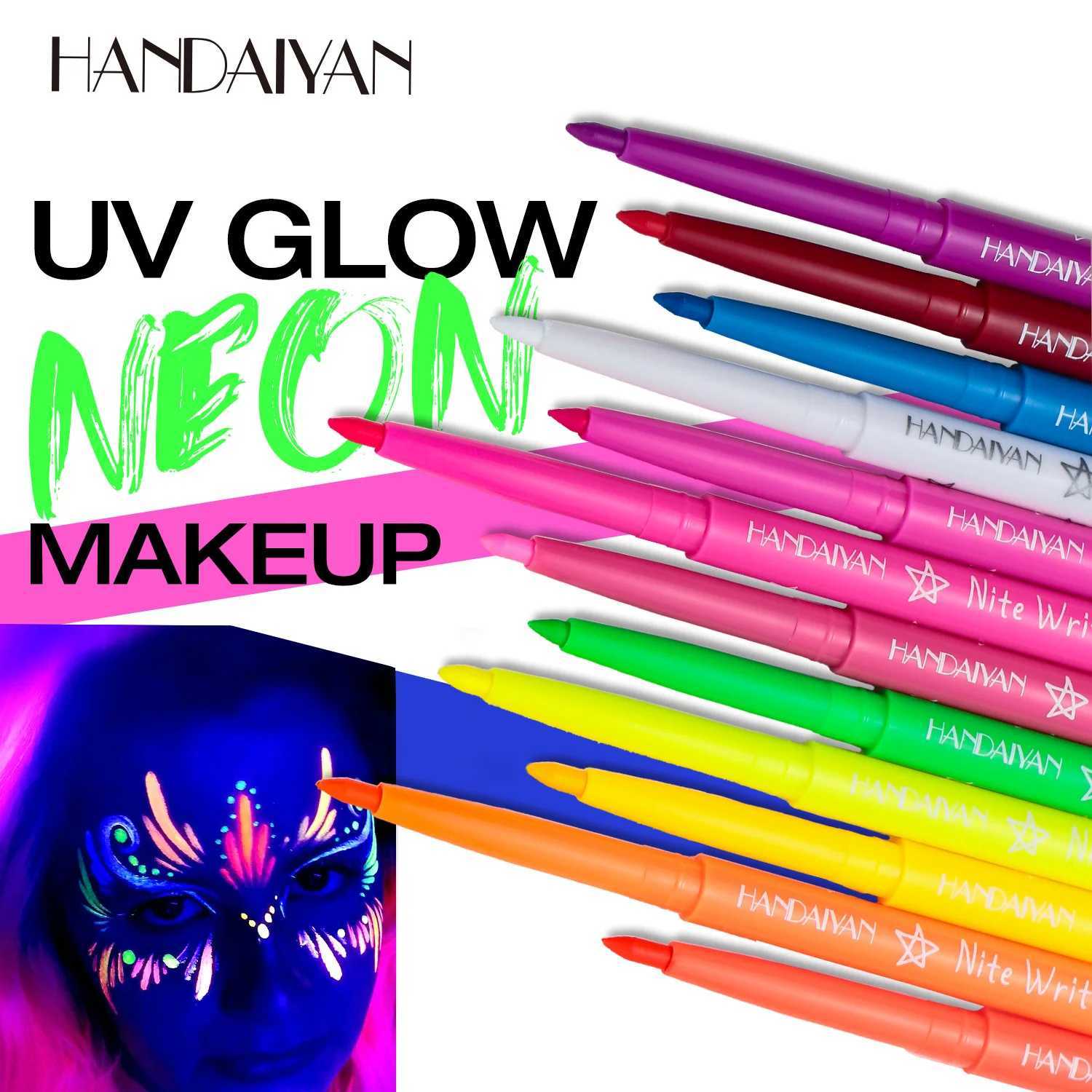 Fluorescent UV Light Neon Eyeliner Pen Waterproof Yellow Purple Orange Color Gel Eye Liner Pencil Eyes Make Up Cosmetics Tool Y240813