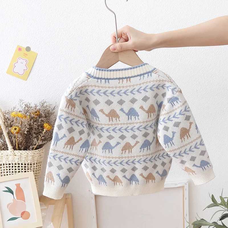 0-5 year old childrens boy Dinosolar sweater long sleeved cartoon knitted cardigan childrens knitted skydiving autumn and winter clothing W240813