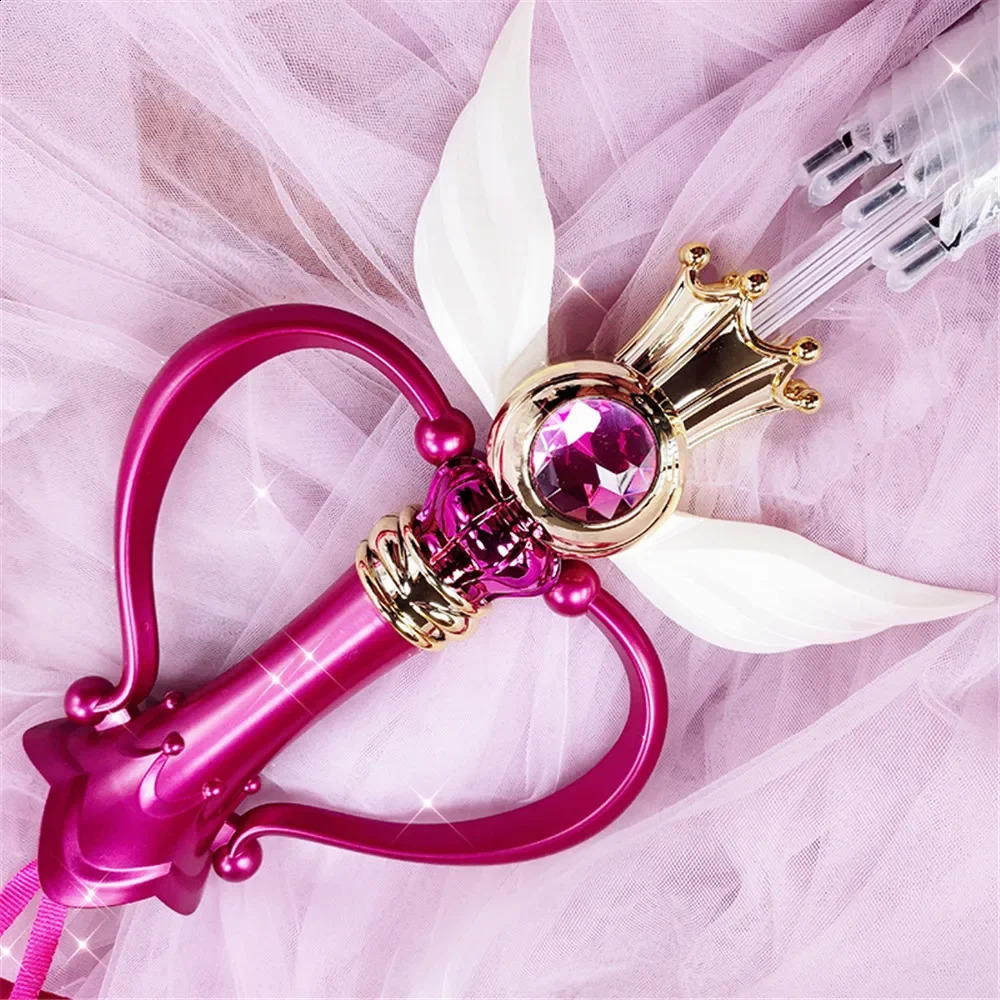 Rain Gear Pink Luminous Umbrella Sailor Moon Magic Wand Transparent Paragua Girls and Childrens Gift 240813