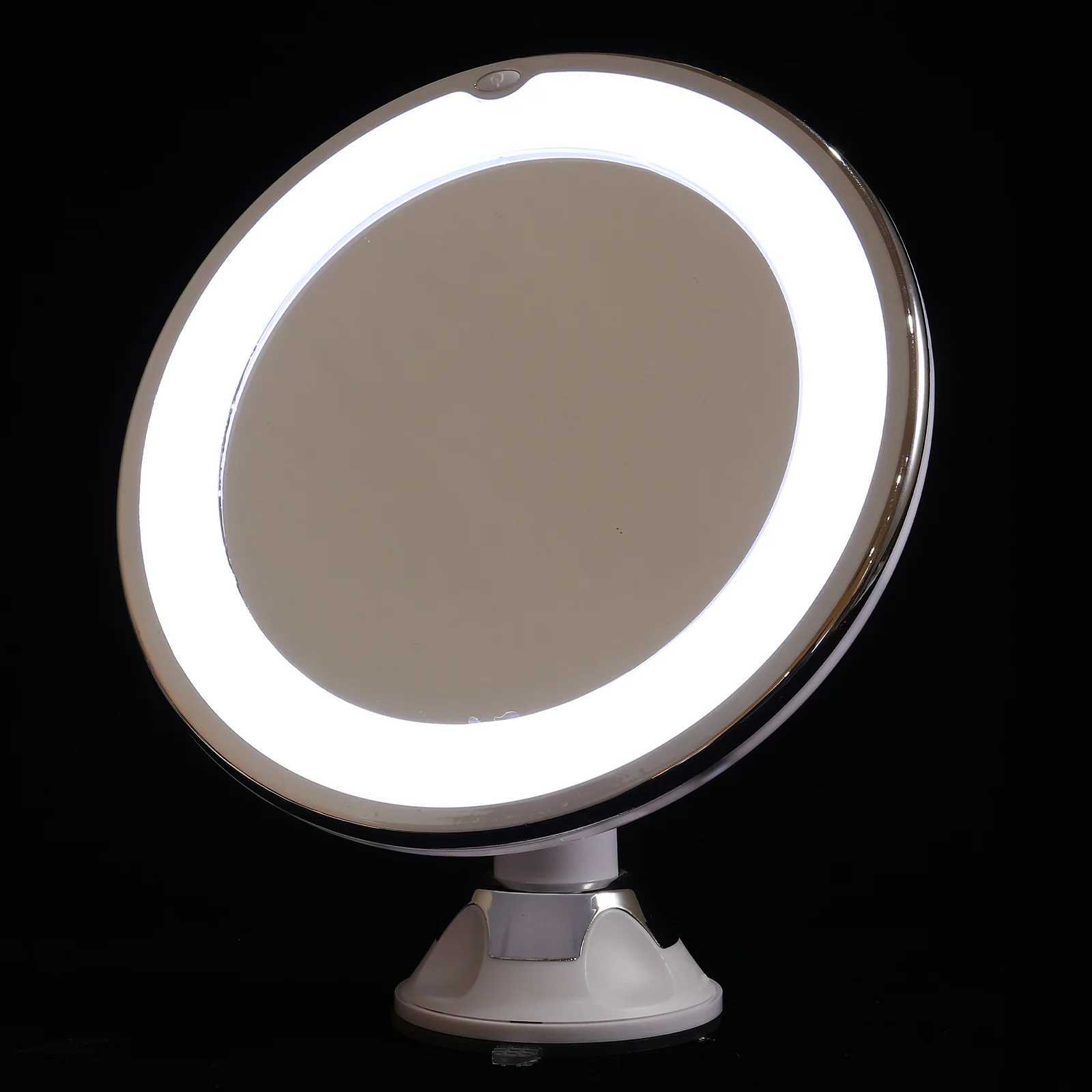 7-inch 10X magnifying makeup mirror with suction cup LED makeup mirror rotating professional desktop makeup mirror W240813
