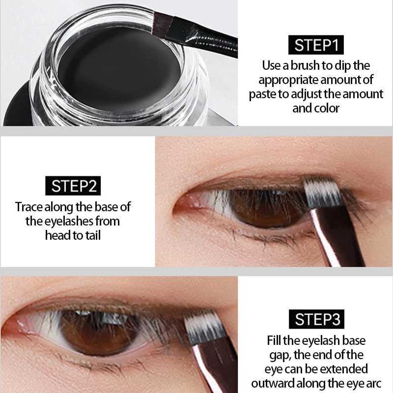 Black Brown Eyeliner Cream Waterproof Beauty Cosmetics Long Lasting Eyeliner Gel Eyeshadow Makeup Tools with Brush Set Eye Liner Y240813
