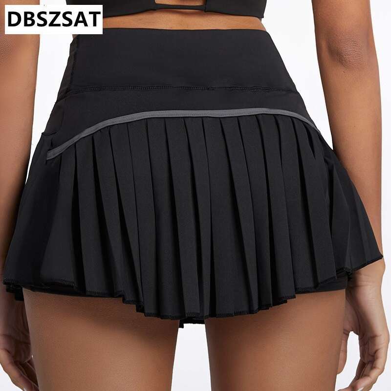 Cloud 2023 Hide Women Safe Tennis Skirts XS-XXL Golf Running Pleated Pantskirt SEXY Sports Fiess Gym Shorts Pocket High Waist