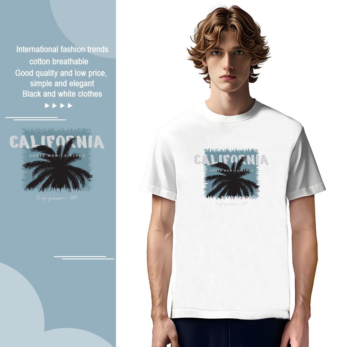 Mens T Shirts 230g Cotton tree Daily Outfit Breathable Short Sleeve Cartoon Printing L-4XL Tshirts Wholesale Classic Tops Shirt