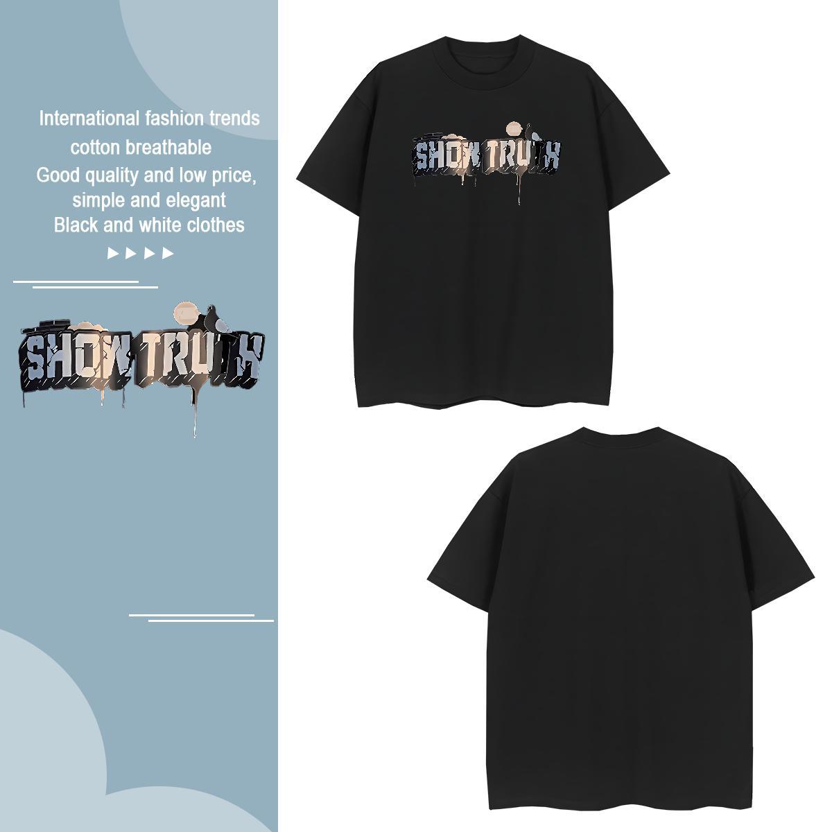 High Quality letter T Shirts Men Hip Hop Tshirts 230g 100% Cotton New Designer Pure Cotton Anime Tee Shirt