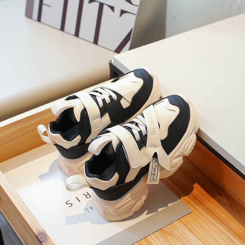 Sneakers Girls shoes childrens sports dad shoes 2023 Spring and Autumn collection new anti slip leather surface fashionable boys casual Forrest Gump s