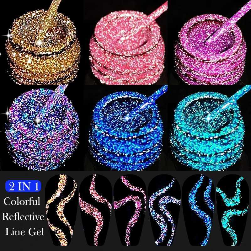 LILYCUTE 5ML Reflective Glitter Liner Gel Nail Polish Sparkling French Line Painting Gel Semi Permanent Vernis Nails AccessoriesM240814