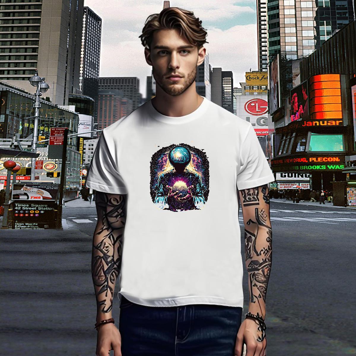 T Shirt For Man 100% Cotton 230g universe Beach Short Sleeve Soft Black Oversized Mens Tshirts Wholesale Free Shipping Wear