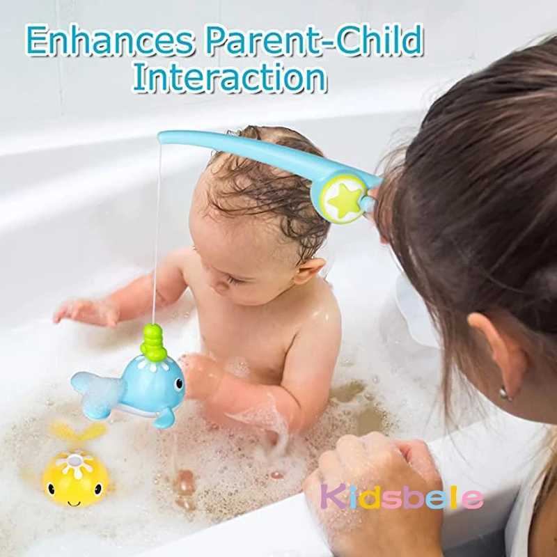 Bath Toys Fishing Games Magnetic Pool Fun Time Bathtub Toys For Toddlers Kids Whales Water Table Tub Gifts Y240813