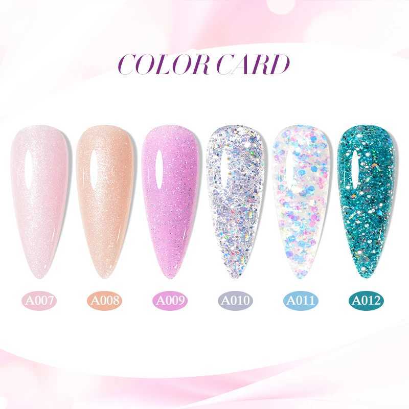 MEET ACROSS 8ml Pink Glitter Quick Extension Gel Nail Polish Semi Permanent Nail Art UV LED Nails Hard Gel ManicureM240814