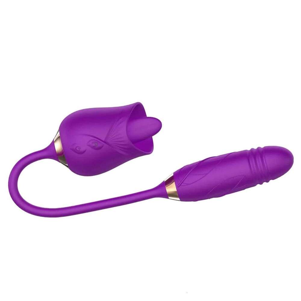 Rose Tongue Licking Thrusting Vibrator for Women G Spot Stimulator Nipple Clit Massager Adult Sex Toys Female Vibrators