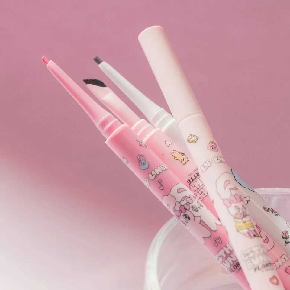 FLORTTE Esther Bunny Double-Ended Eyeliner Pencil With Blade Eyeliner Brush Flat Tip Eyeliner Gel Pencil Women Cosmetics Makeup Y240813