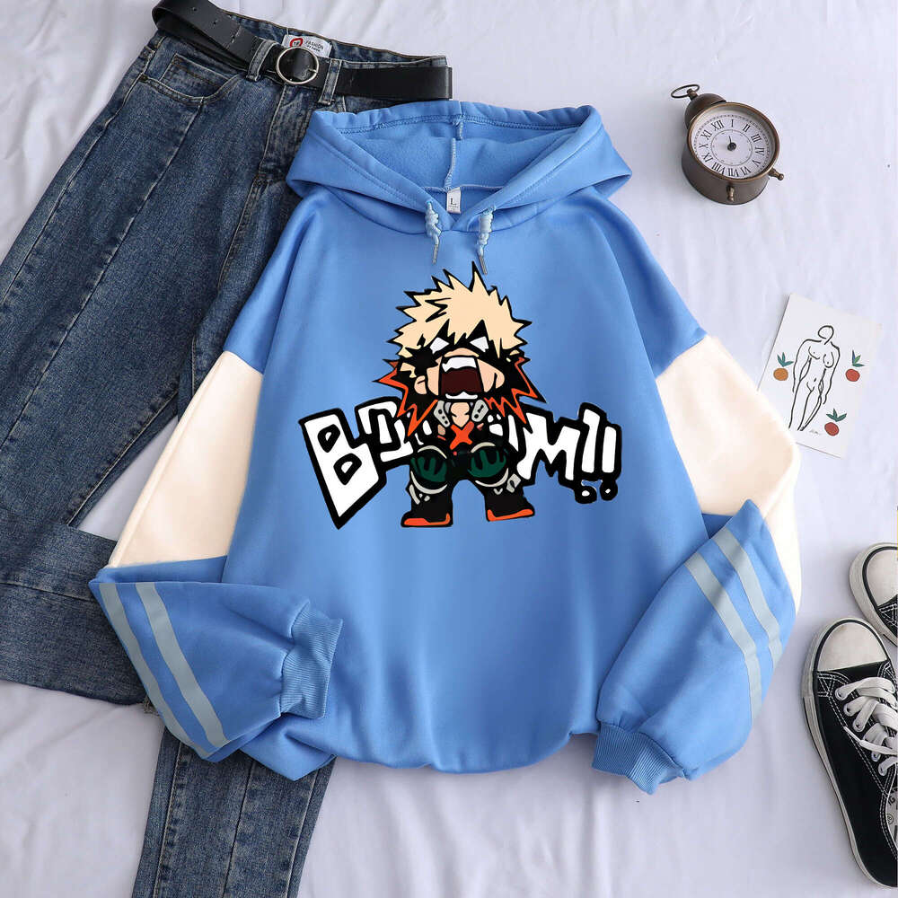 My Anime Hero Academia Kawaii Bakugo Katsuki Manga Hoodies Men Plus Size Patchwork Clothes Fleece Warm Winter Hooded Sweatshirt