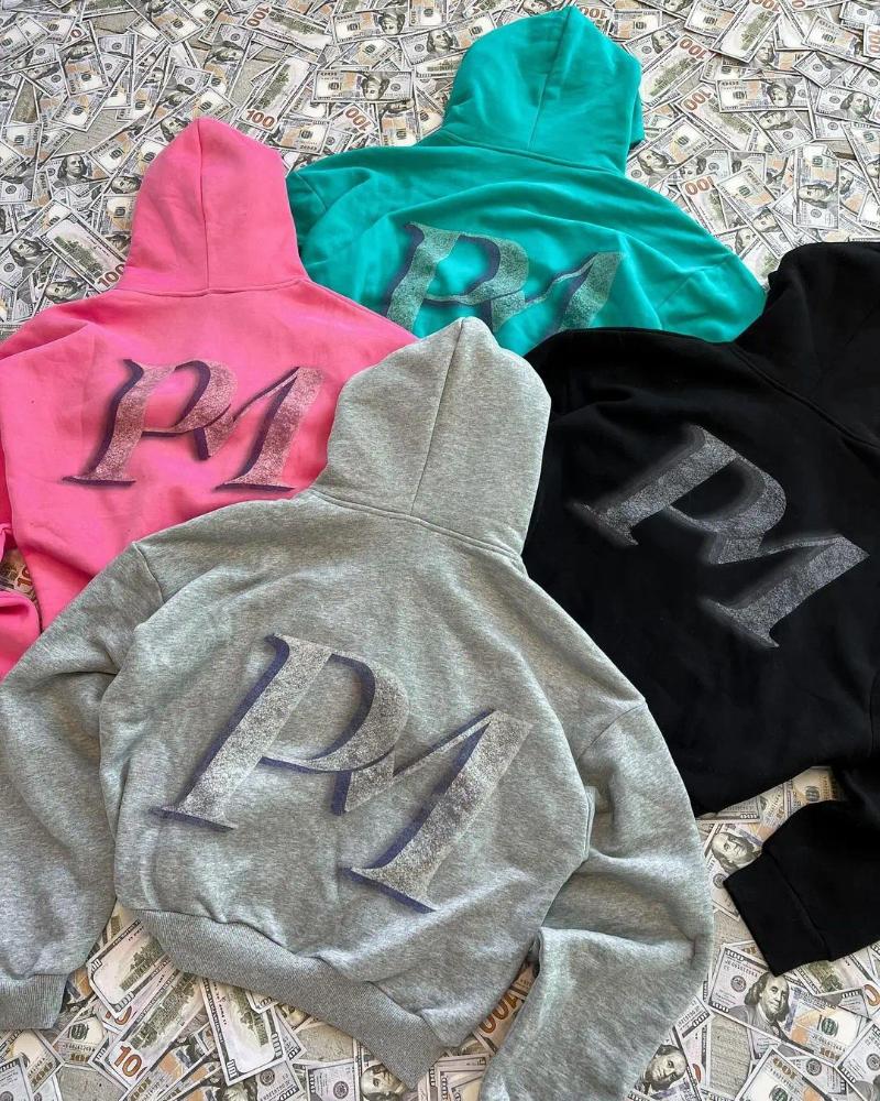 Women's Hoodies American Money Printed Sweatshirts Zip Up Hoodie Streetwear Oversized Harajuku Couples Top Casual Women Clothes