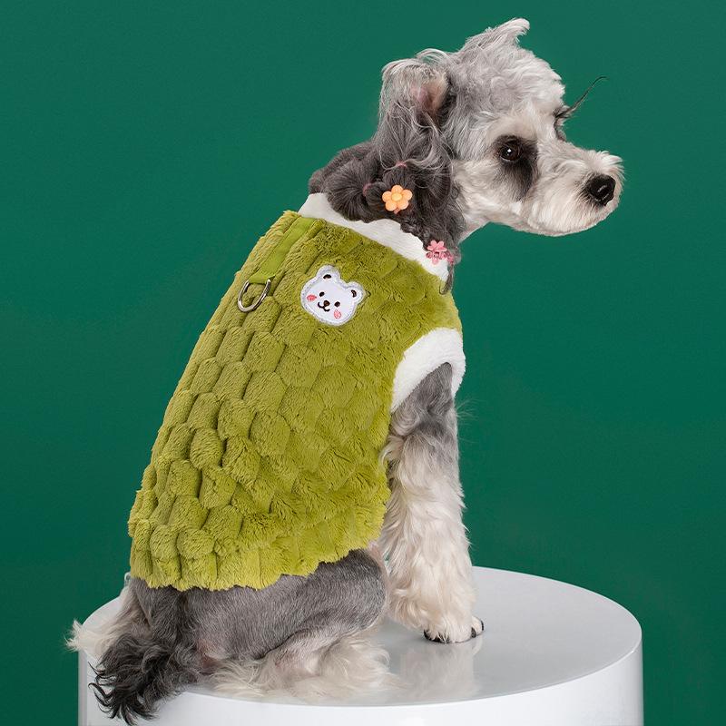 Autumn and Winter Pet Clothing Dog Thickened Warm Turtle Sweater Traction Cardigan Plaid Vest Cat Vest