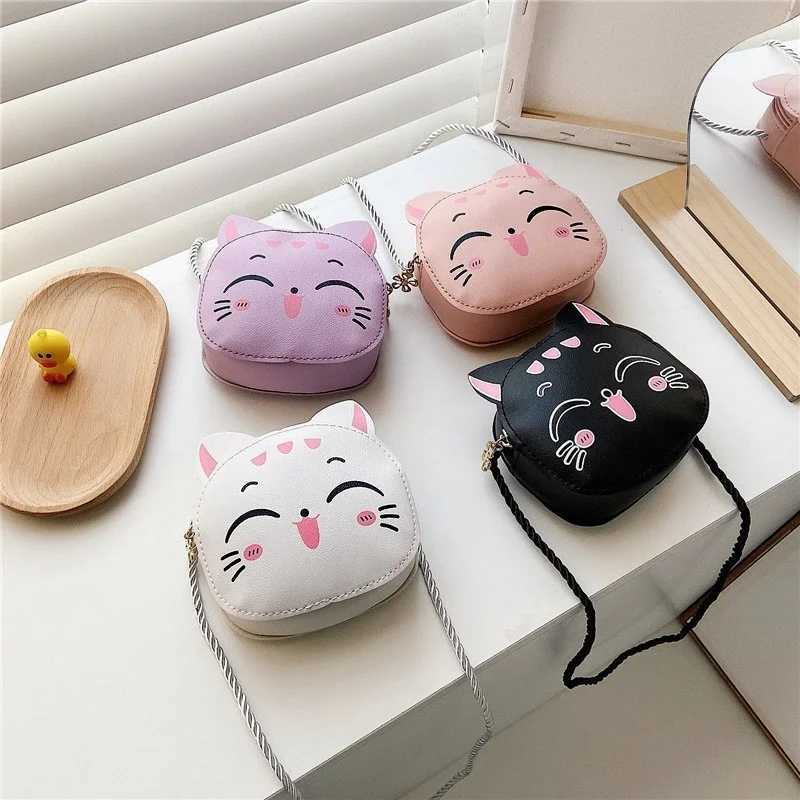 New Cartoon Childrens Messenger Bag Cute Cat Childrens Fashion Coin Wallet and Handbag Cute Boys and Girls Mini Shoulder Bag W240813