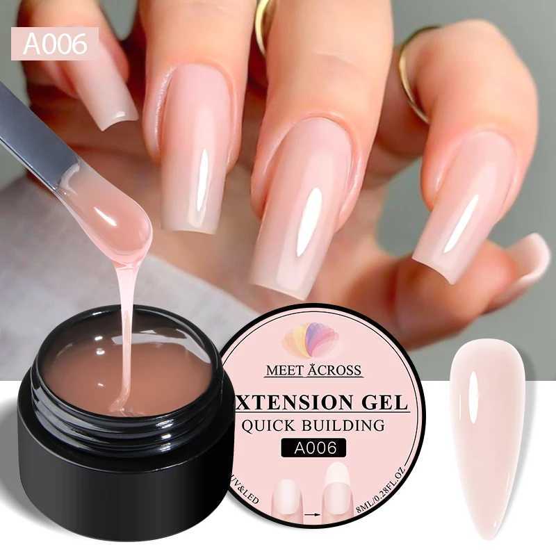 MEET ACROSS 8ml Quick Extension Gel Nail Polish Nude Milk White Clear Semi Permanent Nail Art UV LED Gel Varnish For ManicureM240814