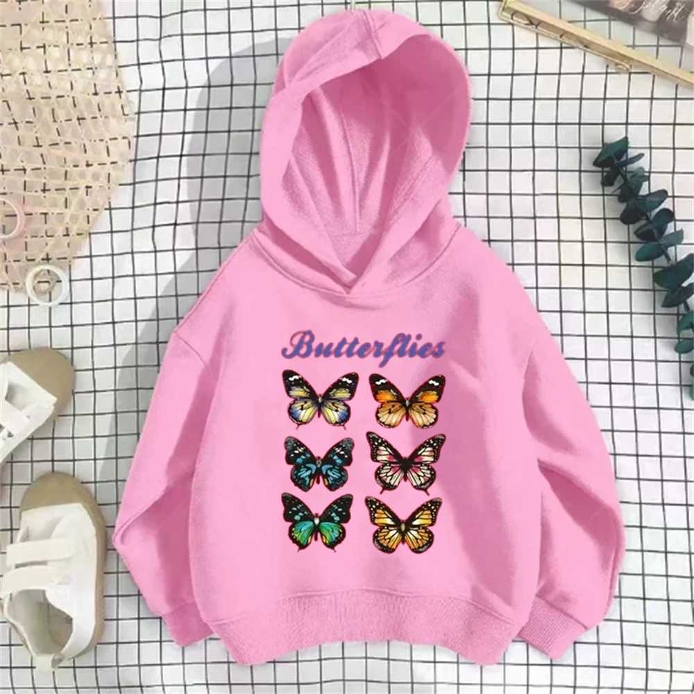 Eiffel tower butterfly Childrens Hoodie Boy Girls Coat Long Sleeve Sweatshirt Leisure Clothing Age 3-12 Toddler autumn TopY240814