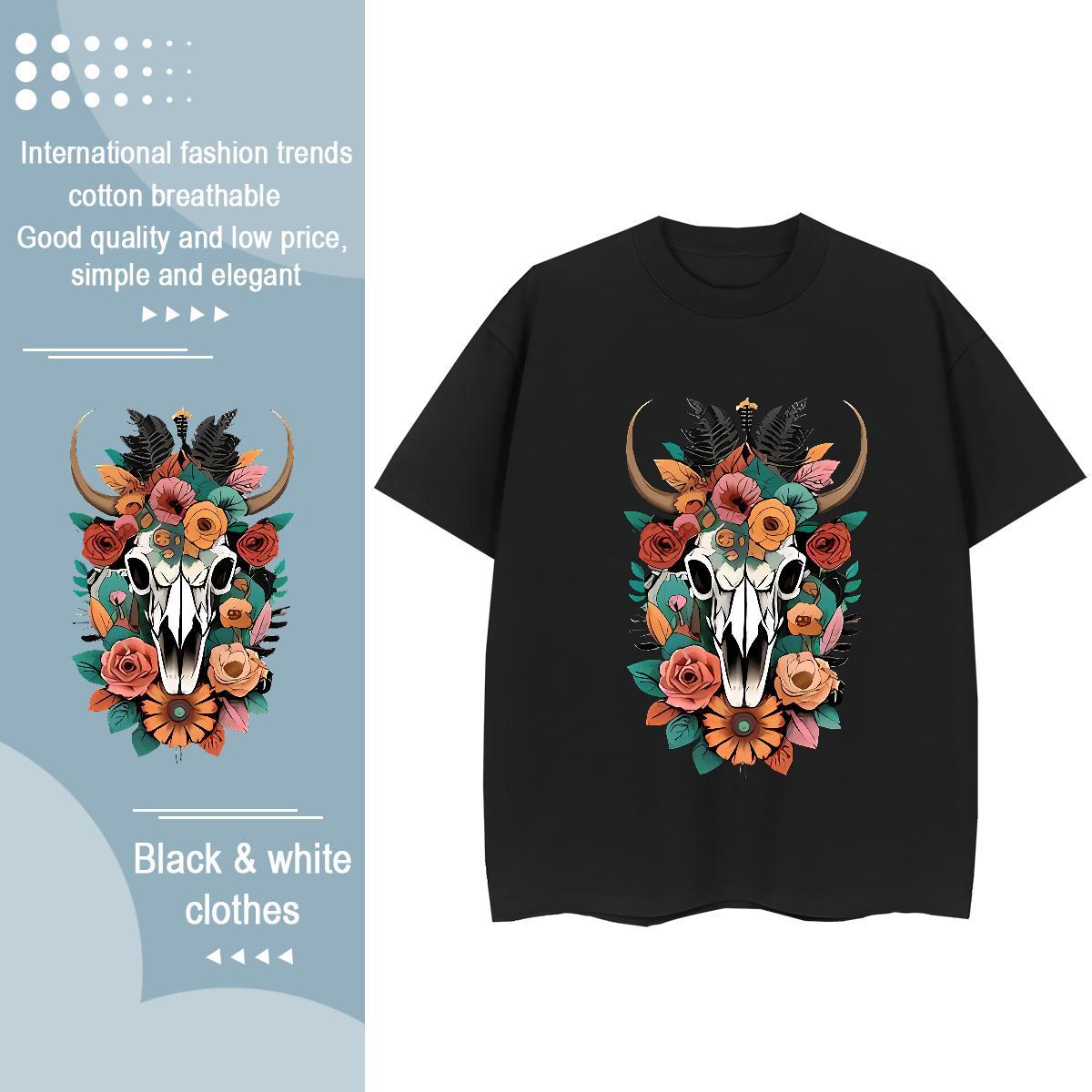 High Quality T Shirts Men flower Breathable Soft Anime Printing Street DIY 100% Cotton 230g Men Tees Fashion Designer Wear