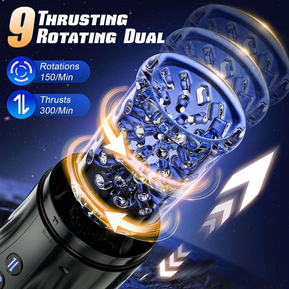 Daralb automatic suction male sex toy, LCD display screen with 9 thrust rotating suction male sex toy electric pump meat lamp pocket cat massager adul
