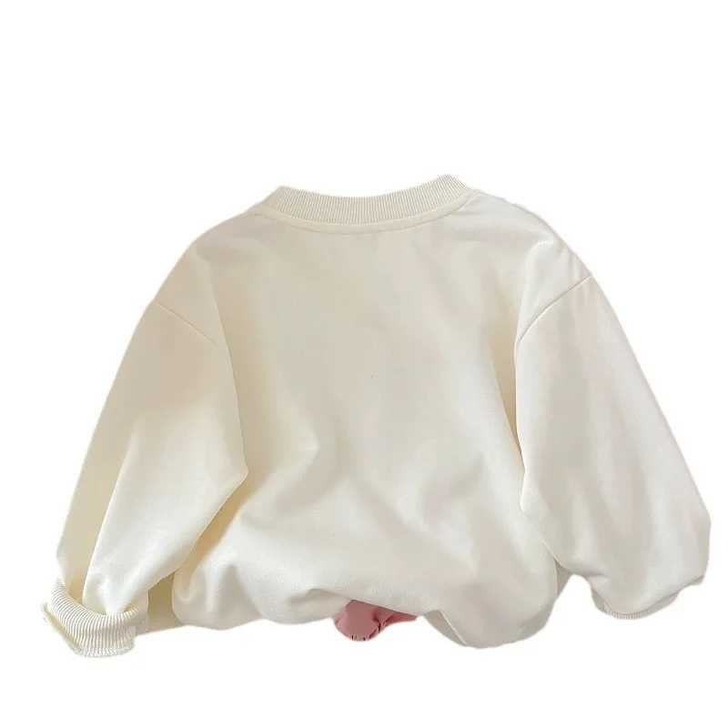 Childrens Autumn Round Neck Hoodie 2024 Girls Korean Cartoon Western Style Loose Versatile Long Sleeve Top Kids Girls PulloversY240814