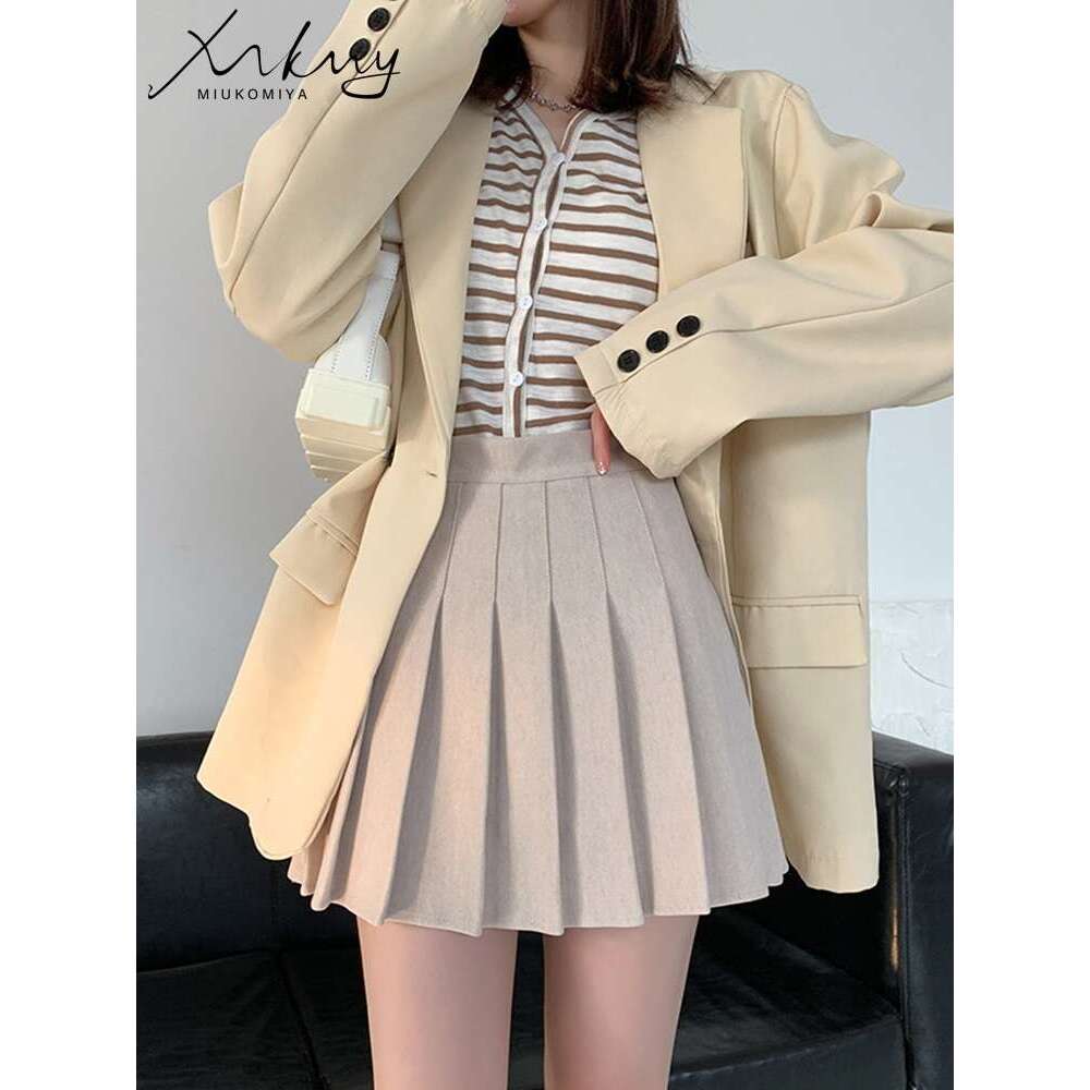 Autumn Wool Skirt For High Waist Mini Woolen Winter School Short Tennis Pleated Skirts With Shorts Women en s s