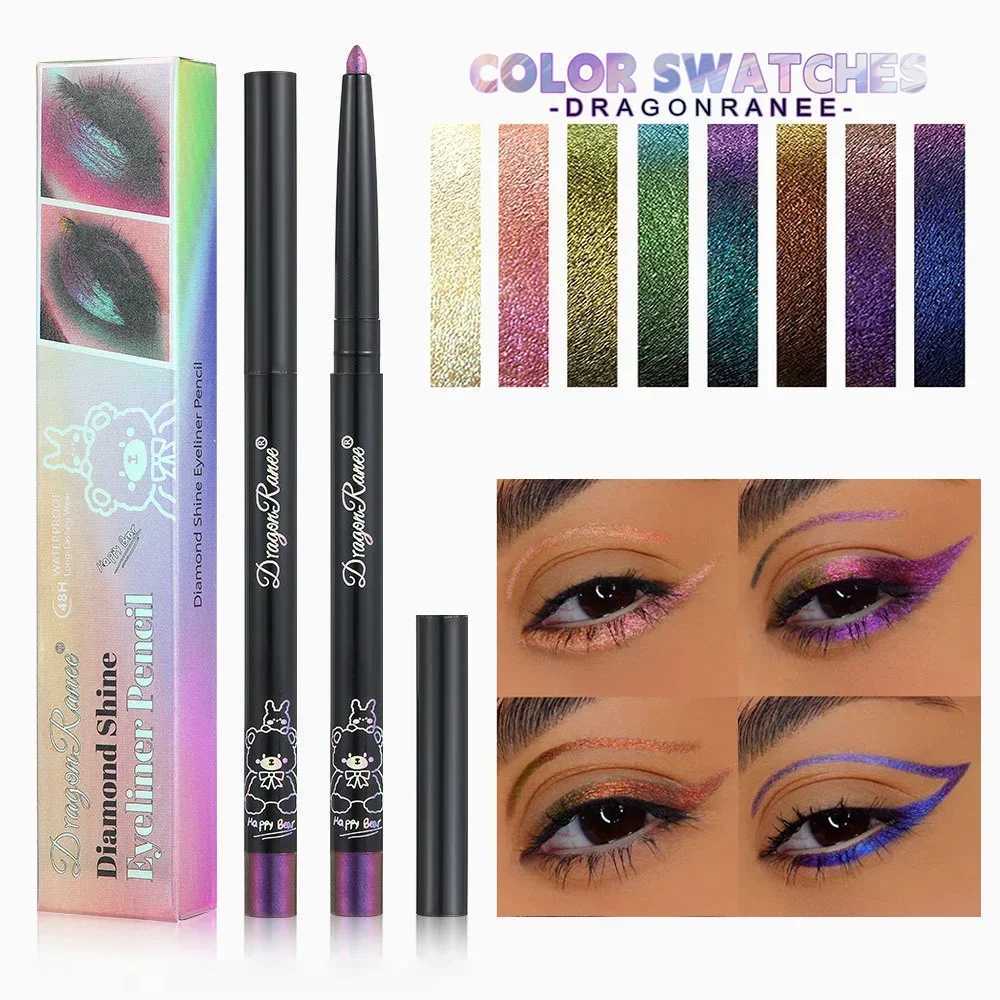 Glitter Metallic Eye Shadow Liner Pencil Waterproof Shiny Chrome Eyeliner Pearl Green Gold Purple Lying Silkworm Pen Makeup Tool Y240813