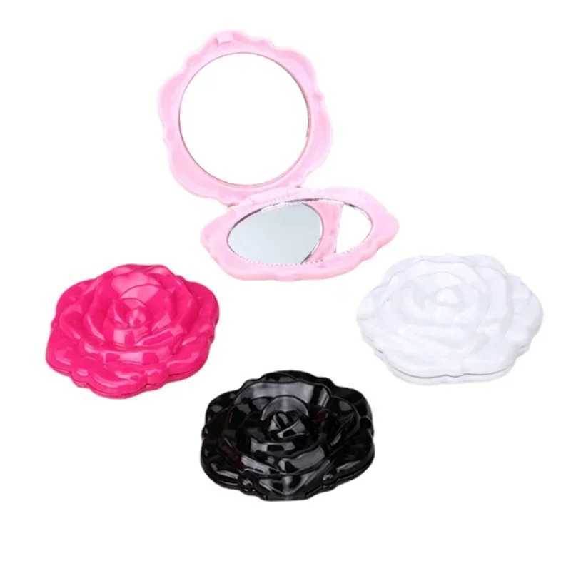 1 portable mini mirror retro rose mini pocket makeup mirror double-sided manual mirror compact beauty tool W240813