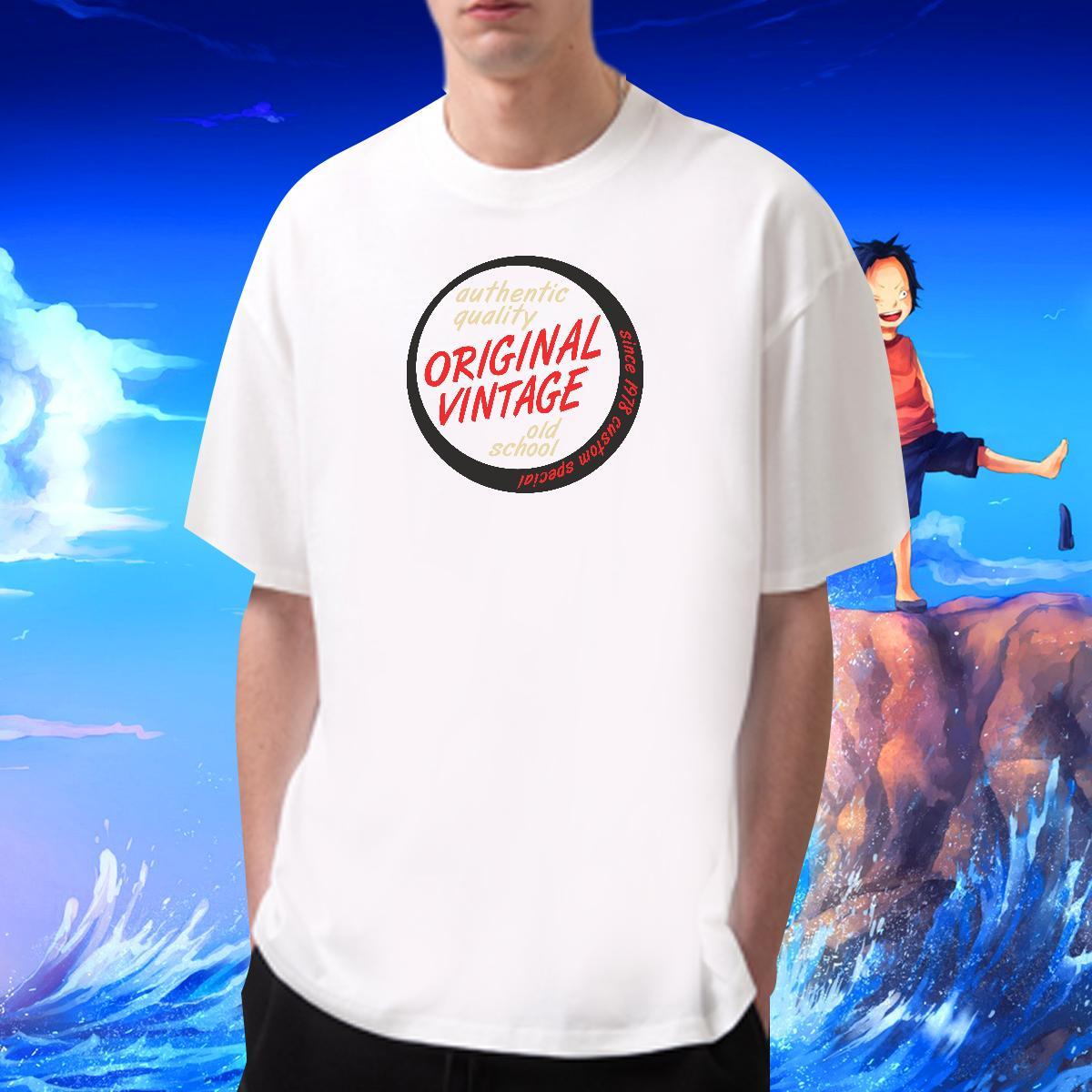 Popular Men Tops Tees Anime Printing Street 230g 100% Cotton Cartoon Printing L-4XL Crew Neck Breathable letter T Shirt For Man 2024 DIY Clothes