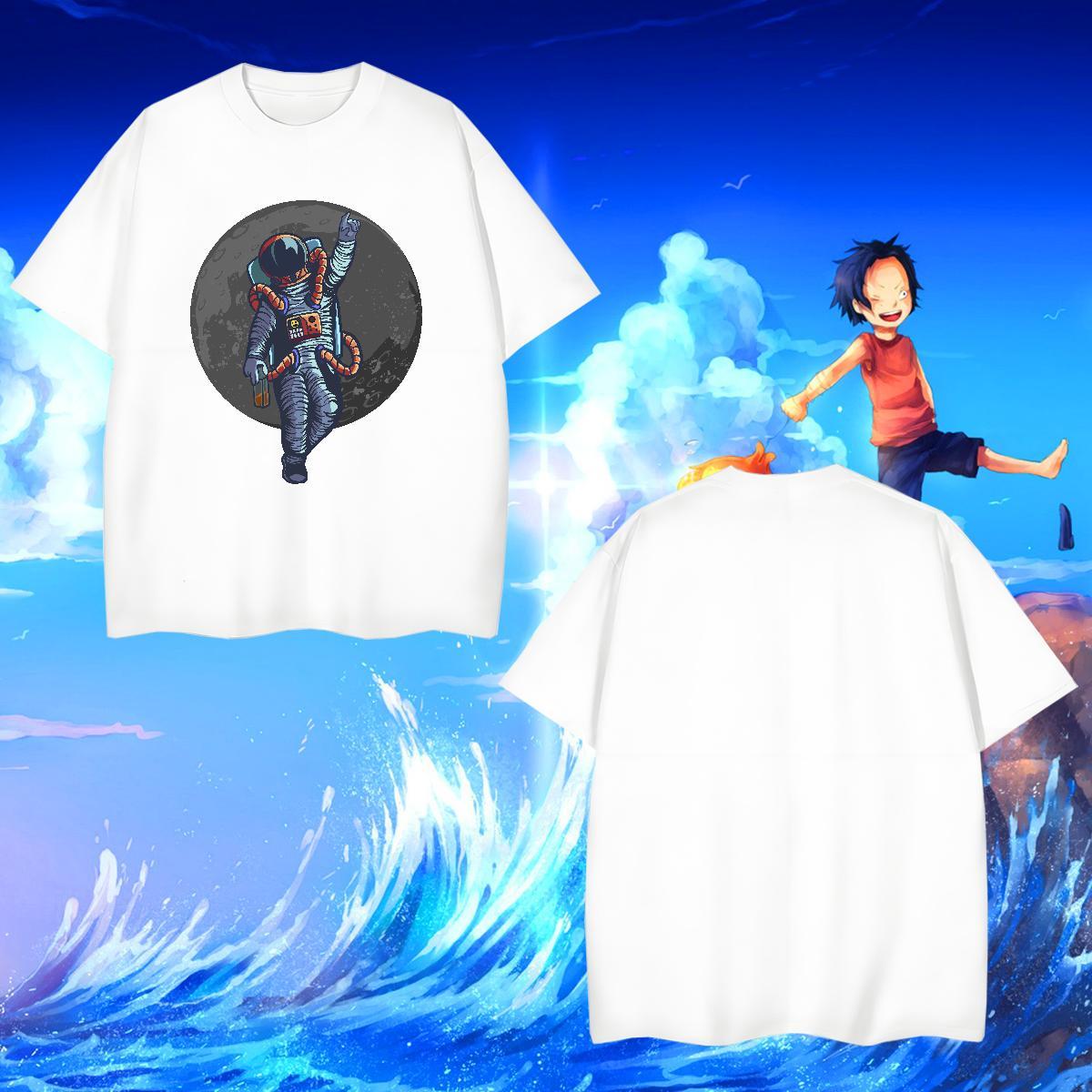 T-Shirts for Men 230g Pure Cotton cosmonaut Casual Breathable Crew Neck Custom Cartoon Men Tshirts Factory Direct Unisex Tops Shirt